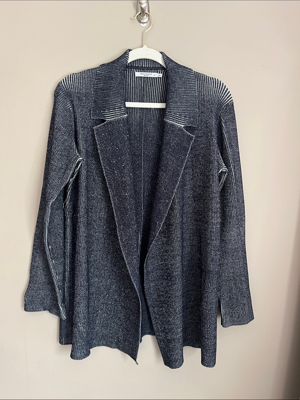 MM LaFleur The Merritt Wrap Black/ White Knit Cardigan Jacket size XL